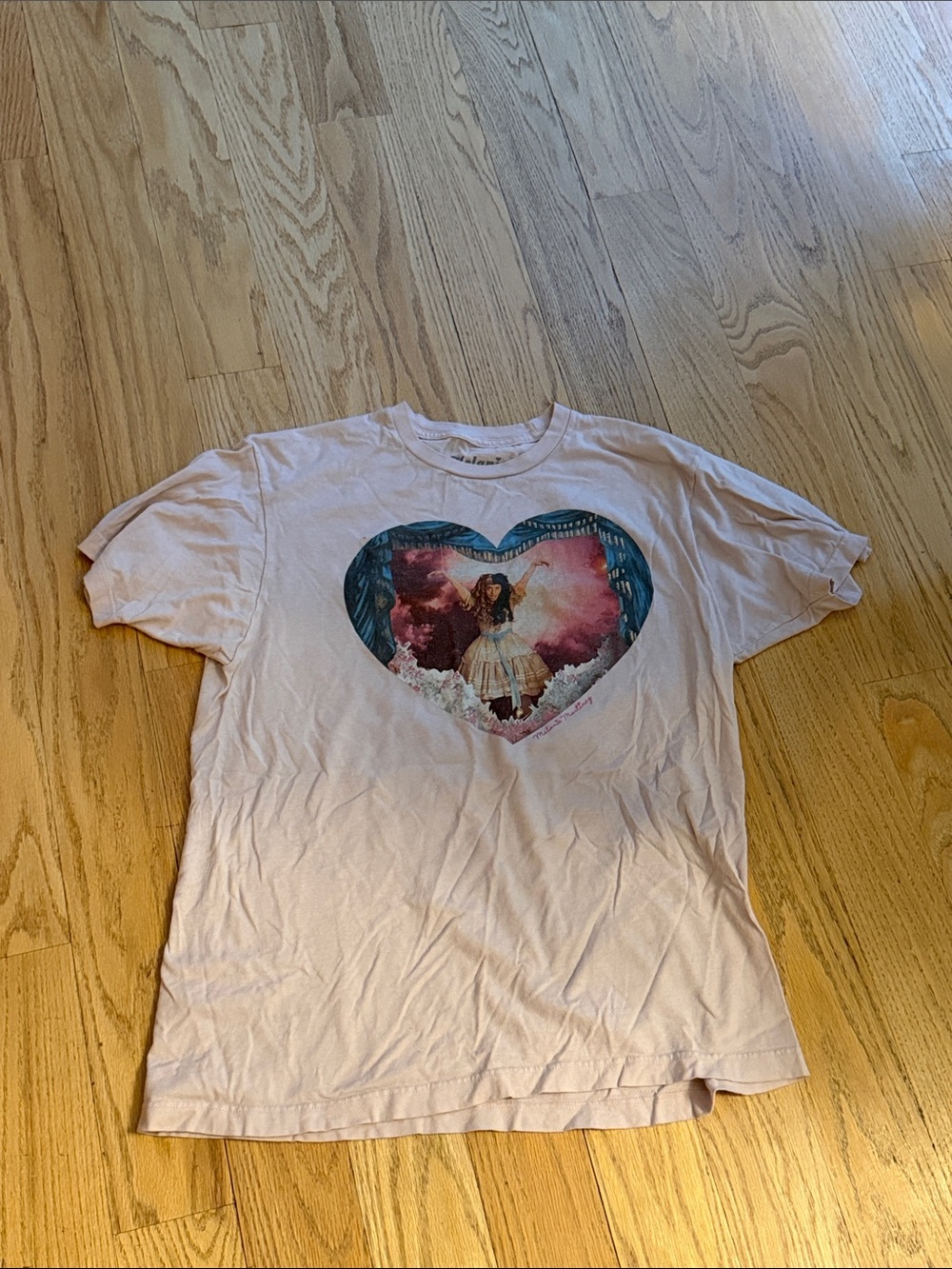 Light Pink Graphic Heart Tee with Dreamy Illustration